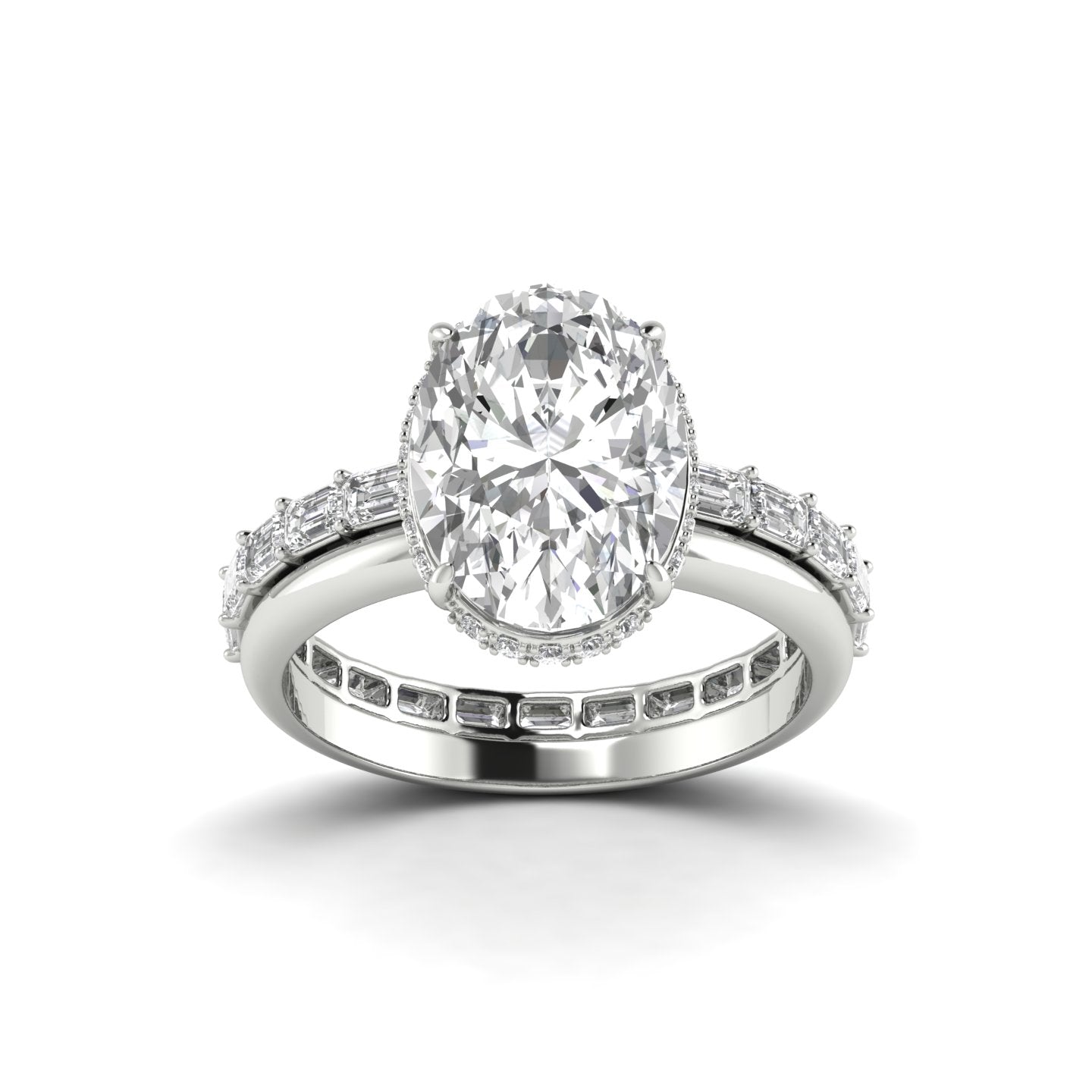 White Gold Studded 5.57 Carat  Lab Grown Diamond Ring-E Color VS2 Clarity.